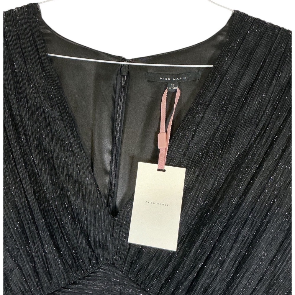 Alex Marie Womens Black V-Neck Long Sleeve Evening Dress Size 18 NEW - Picture 4 of 8